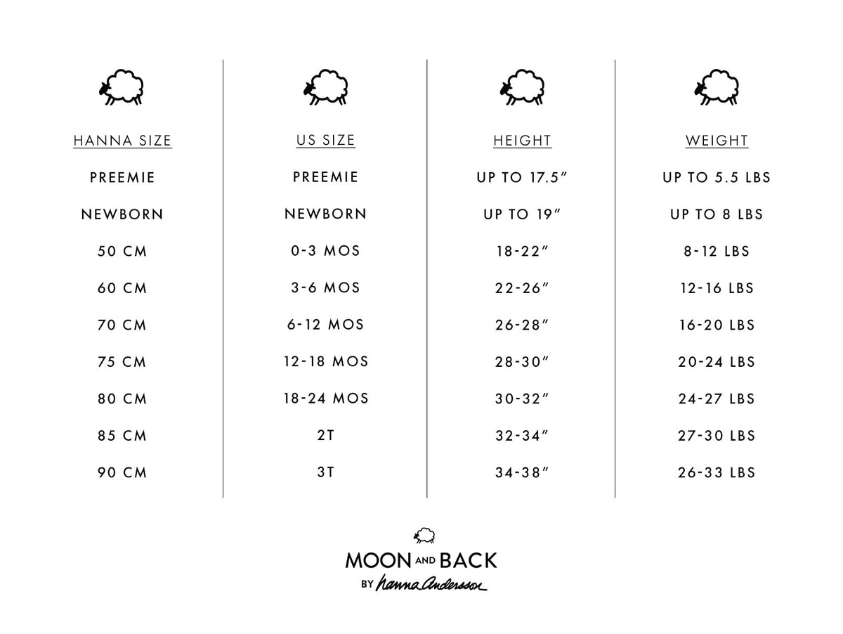 Moon and Back by Hanna Andersson Pijama de una Pieza sin pies para niña