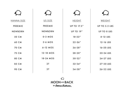 Moon and Back by Hanna Andersson Pijama de una Pieza sin pies para niña