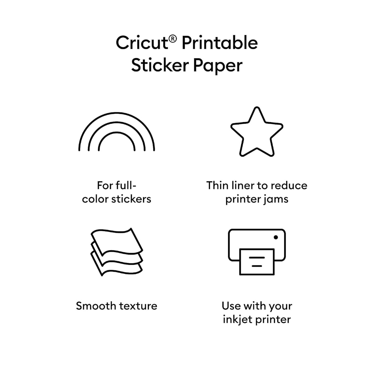 Cricut Papel Calcomanía Imprimible 50 Sheets | 50 unidades, tamaño carta EE. UU., 8.5 x 11 pulgadas