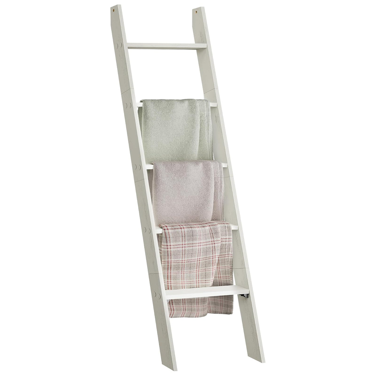 VASAGLE Toallero de 5 Niveles, Estante Para Toallas y Mantas, Organizador Escalera, Almacenamiento y Decoración, Blanco Rústico MLLS018W73