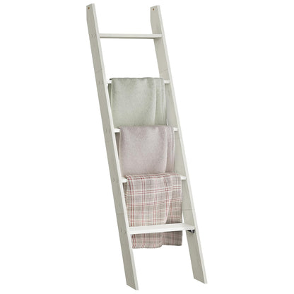VASAGLE Toallero de 5 Niveles, Estante Para Toallas y Mantas, Organizador Escalera, Almacenamiento y Decoración, Blanco Rústico MLLS018W73