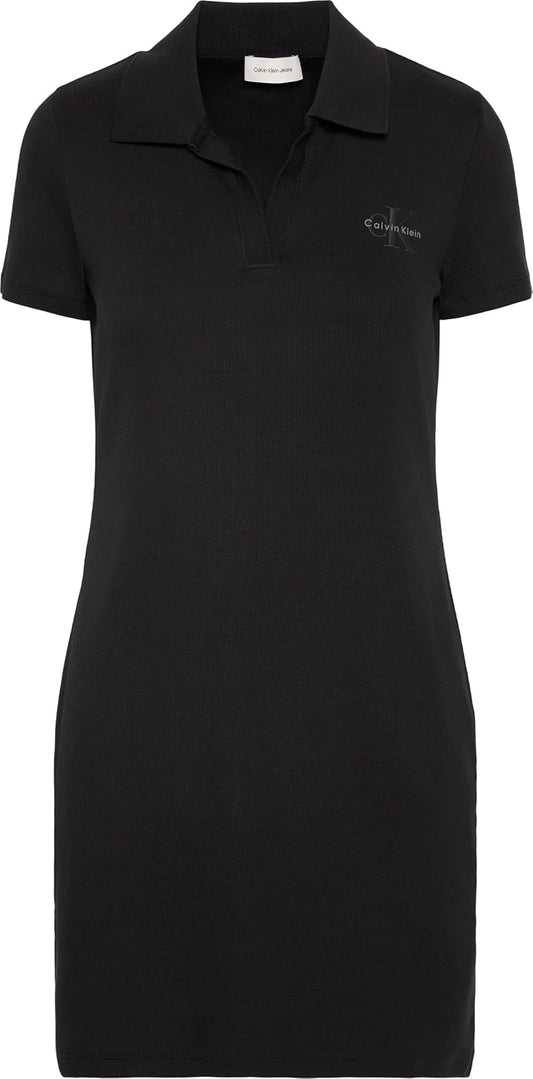 Calvin Klein SS MONOLOGO 2X2 Baby Rib Polo Dress Vestido Mujer