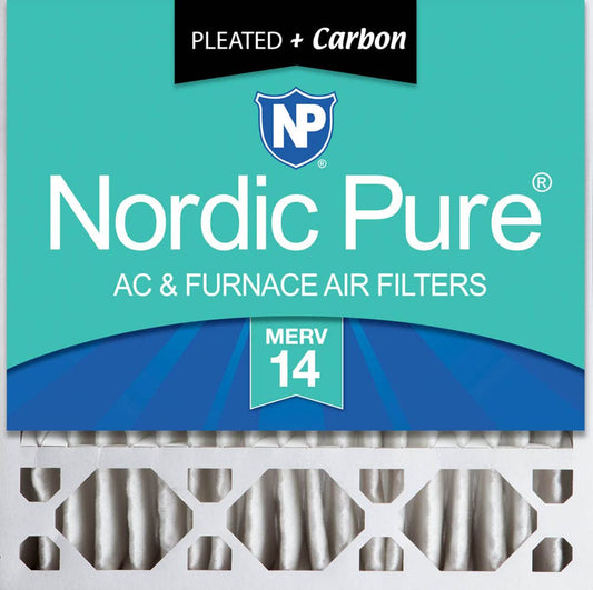 Nordic Pure 20 x 20 x 5 (19_5/8 x 19_7/8 x 4_3/8) Honeywell Filtros de repuesto para horno MERV 14 Plus Carbon 1 paquete