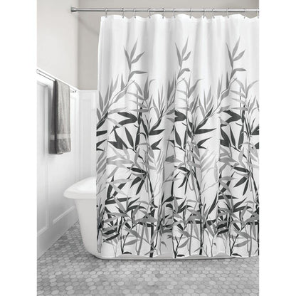 interDesign Anzu Cortina de Ducha | Cortina de baño Lavable a máquina de 183 x 183 cm | Cortinas Modernas con Estampado Floral para bañera o Plato de Ducha | Poliéster Gris