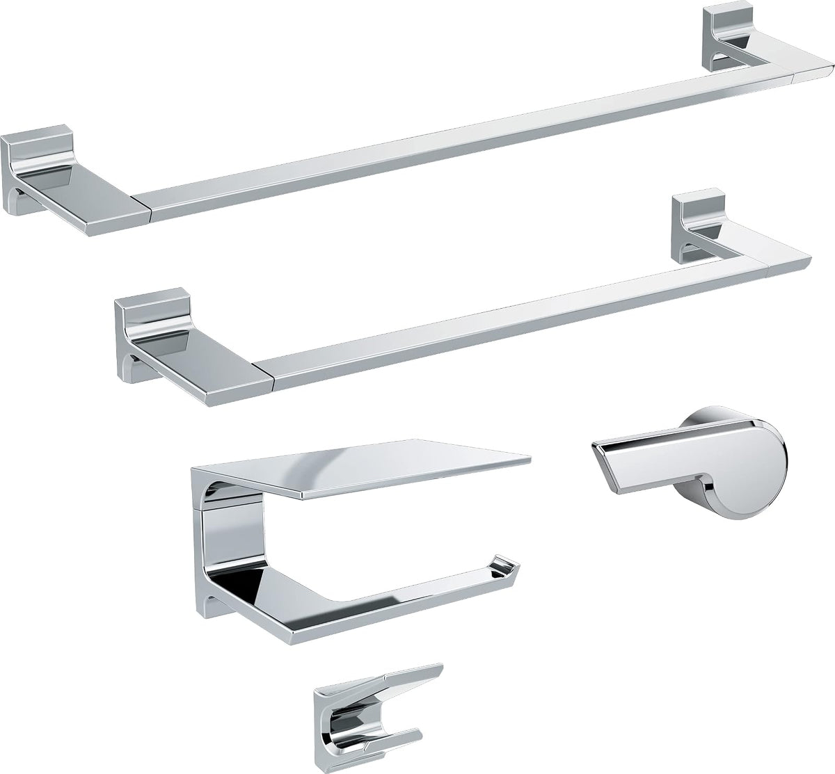DELTA FAUCET 79956 - Soporte de papel higiénico pivotante para pared con estante en cromo pulido