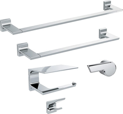 DELTA FAUCET 79956 - Soporte de papel higiénico pivotante para pared con estante en cromo pulido