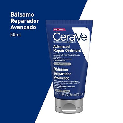 CeraVe Bálsamo Reparador Avanzado para Piel Seca a Muy Seca con Ceramidas Esenciales y Ácido Hialurónico, Restaura y Protege la Barrera de la Piel, 50 ml