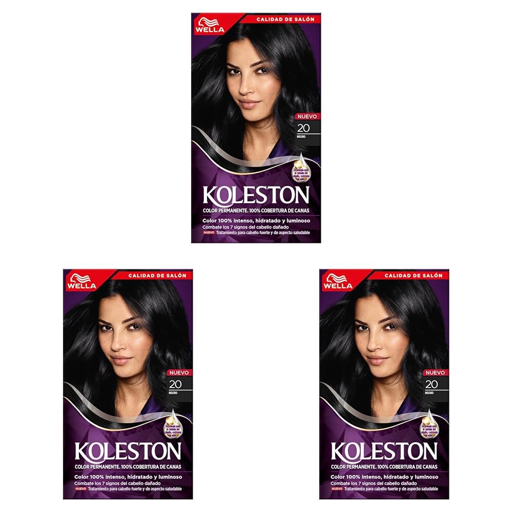 Wella Koleston Tinte Permanente para Cabello Paquete de 3 - 1 Unidad (Paquete de 3) - 20 Negro