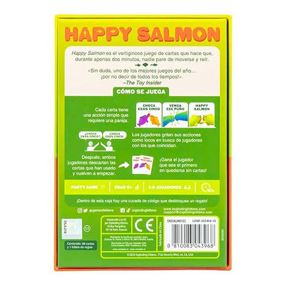 Happy Salmon Exploding Kittens, Juego de Cartas Divertido, 3-8 Jugadores