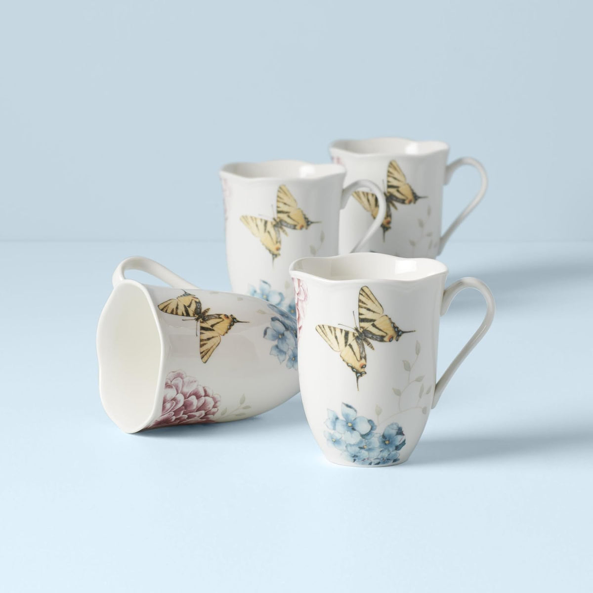 Lenox Butterfly Meadow Hydrangea Juego de tazas de 4 piezas, 2.55 LB, Multi