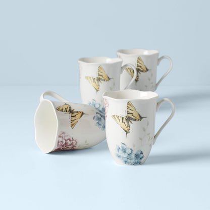 Lenox Butterfly Meadow Hydrangea Juego de tazas de 4 piezas, 2.55 LB, Multi
