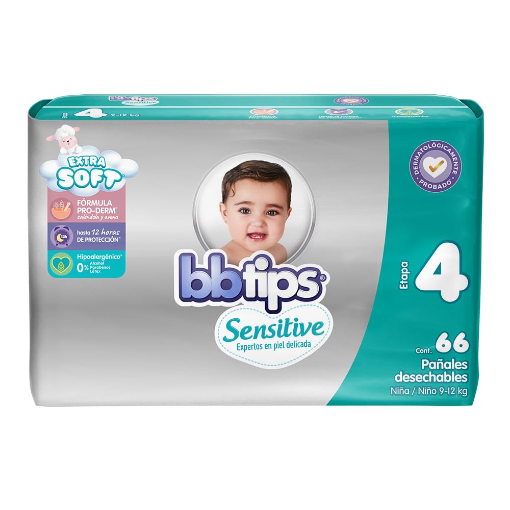 BBtips Sensitive Pañales, Talla Grande/4, 132 Pañales
