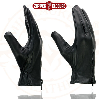 Milwaukee Leather Guantes de Piel Ligeros para Motocicleta con Cierre de Muñeca, Negro, L, SH226D