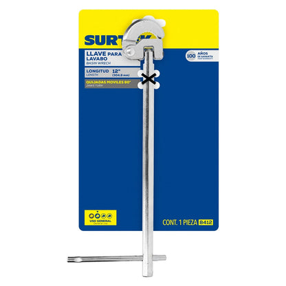 Surtek 8412 Llave para lavabo cromada de 12"
