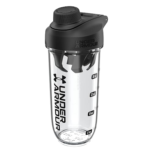 Under Armour UA Clarity - Botella mezcladora de 709.765 ml, transparente, color negro, OSFA
