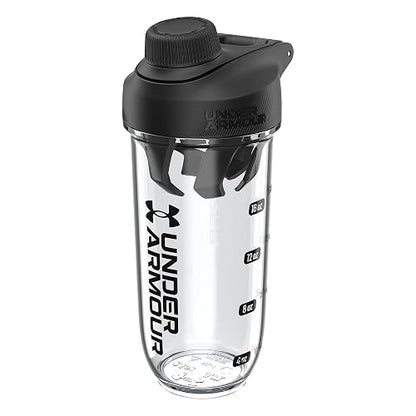 Under Armour UA Clarity - Botella mezcladora de 709.765 ml, transparente, color negro, OSFA