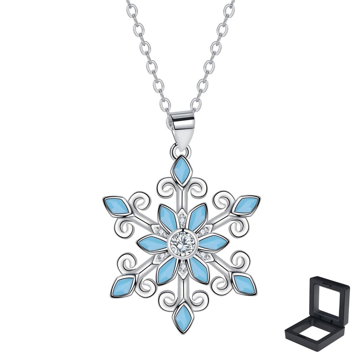 XYPHIELLE Collar de Copo de Nieve para Mujer, Dije de Circonitas Brillante, Collar de Plata, Regalo de Navidad para Novia Esposa Mamá