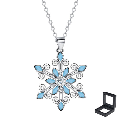 XYPHIELLE Collar de Copo de Nieve para Mujer, Dije de Circonitas Brillante, Collar de Plata, Regalo de Navidad para Novia Esposa Mamá