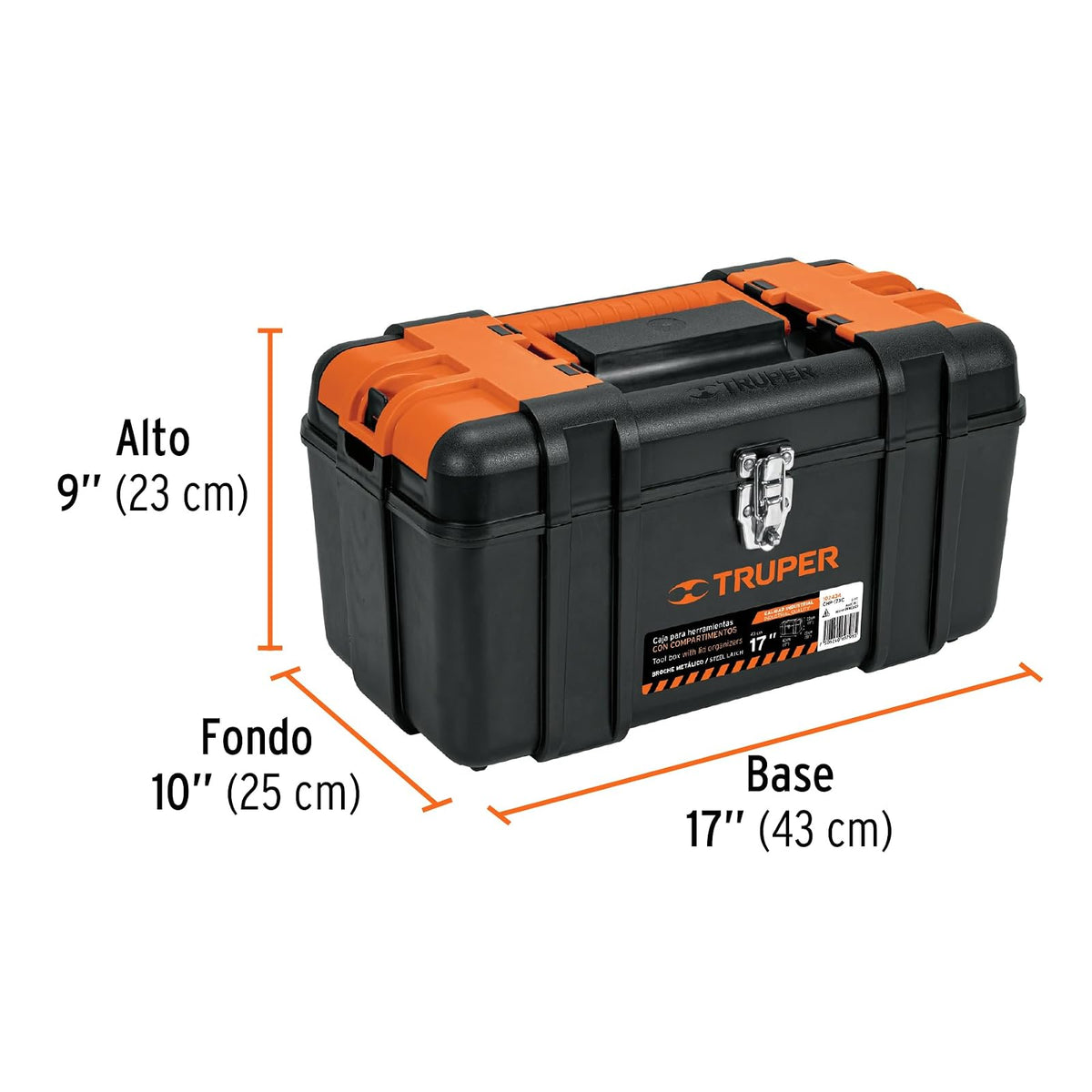 Truper CHP-17XC, Caja para herramienta 17" con compartimentos y broches metálicos