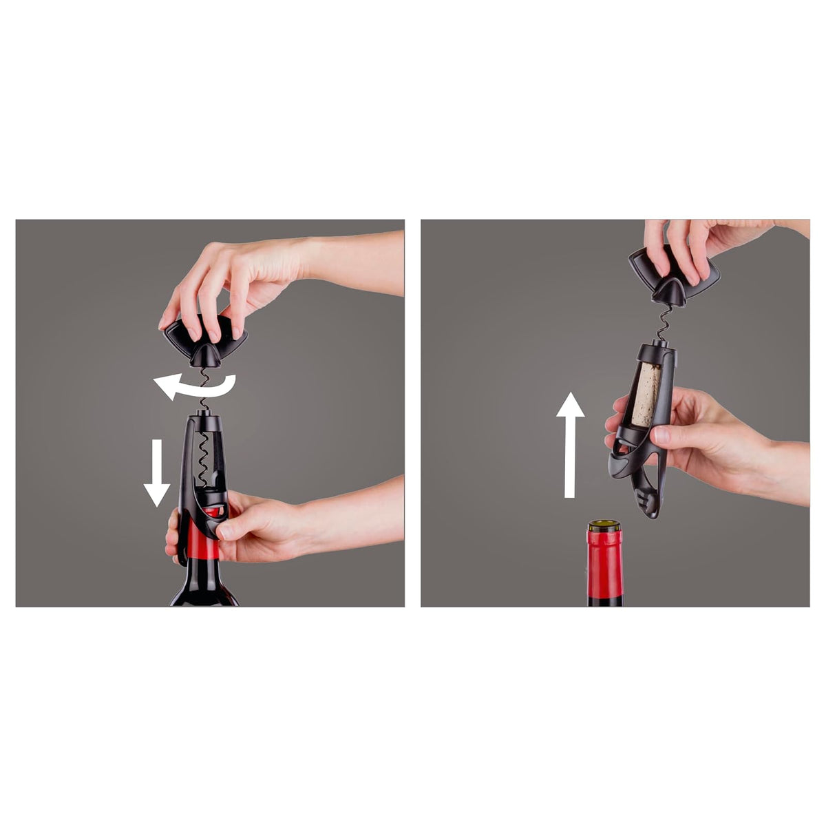 Vacu Vin Twister Sacacorchos con agarre para botellas, color negro