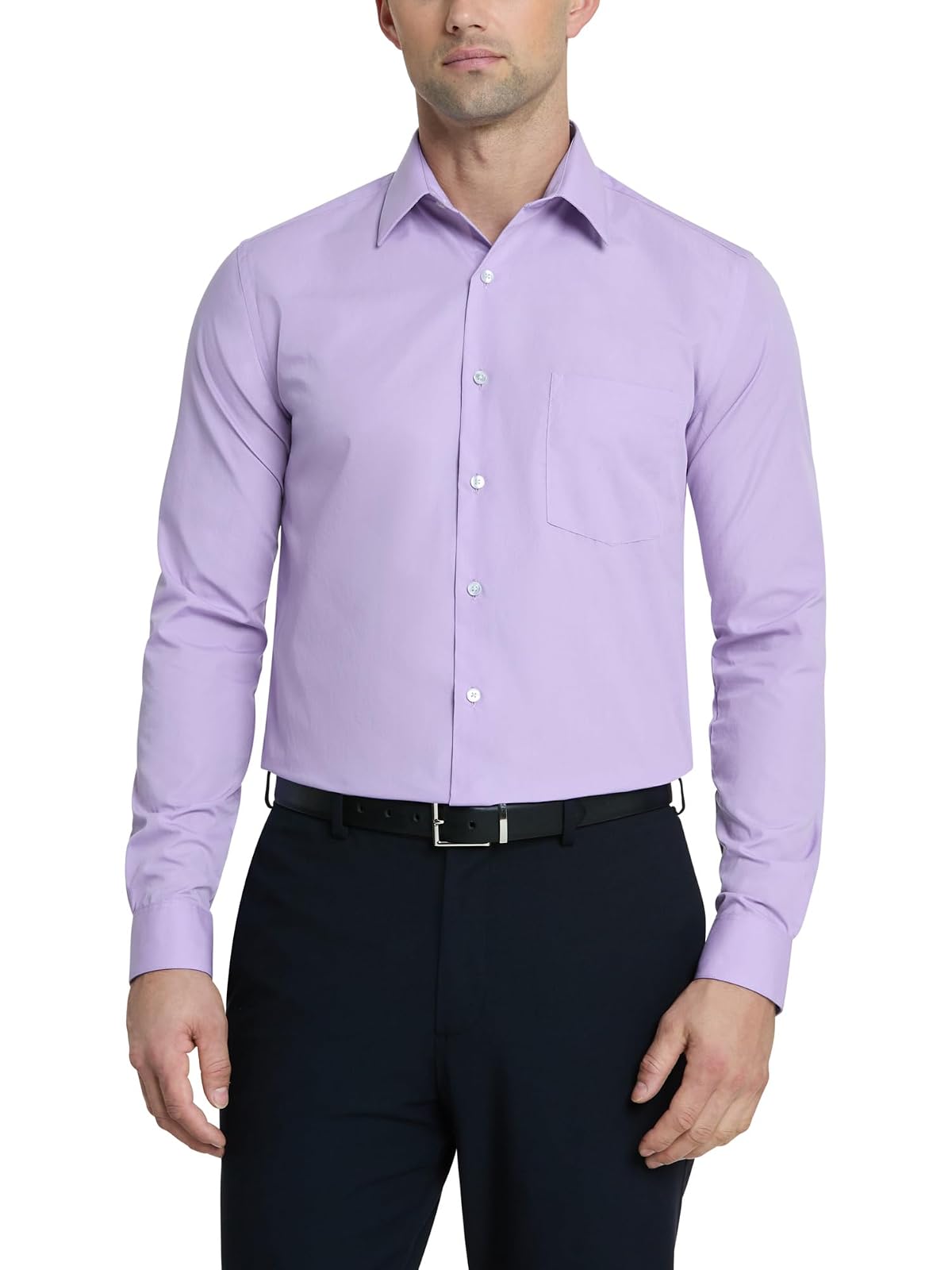 Van Heusen Camisa de Vestir Manga Larga para Hombre, Ajuste Regular - Lavanda - 17cm Cuello 32cm-33cm Manga