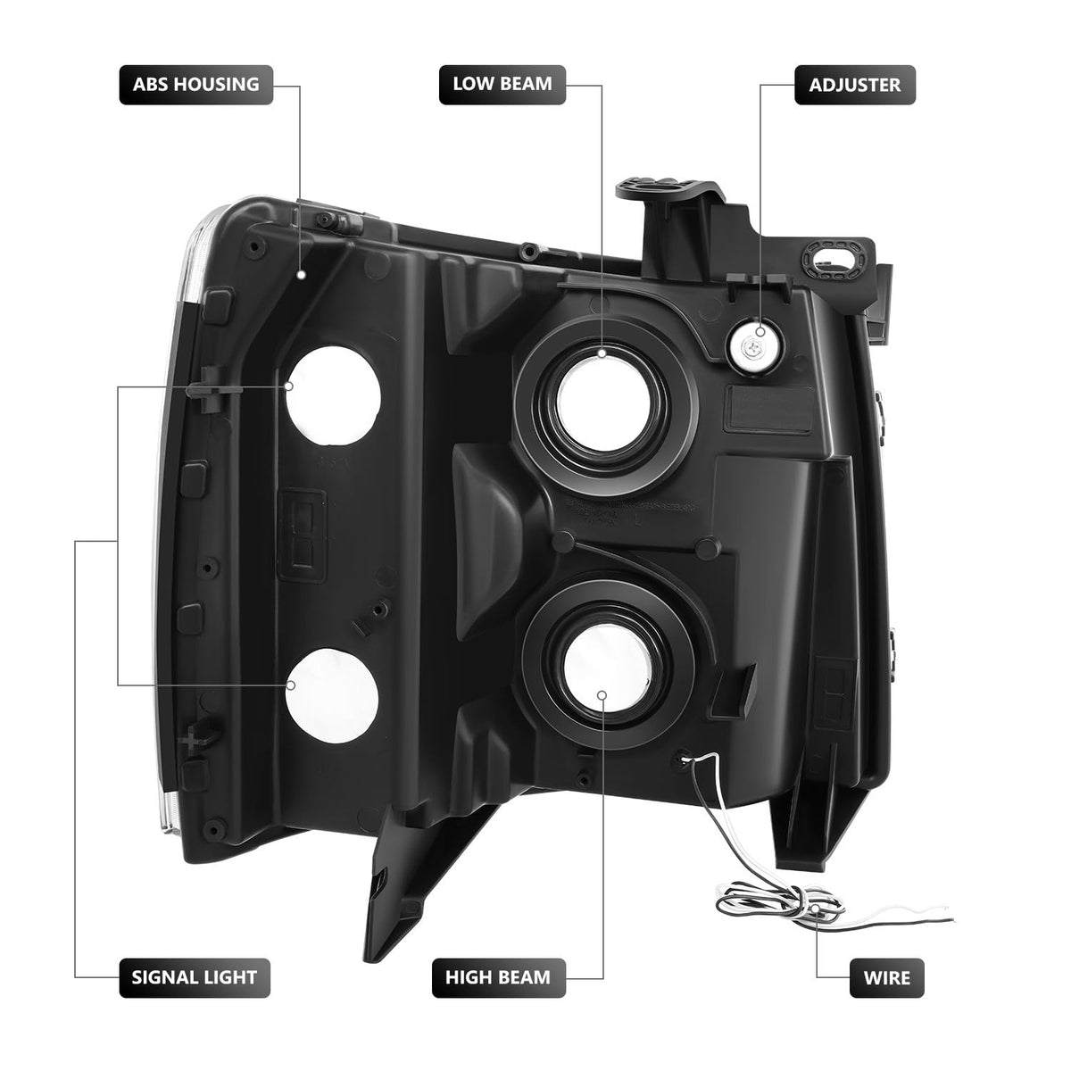 DNA Motoring HL-LED-CSIL07-CH-CL1 Par Luces LED DRL Cromo Transparente para Chevy Silverado 07-14