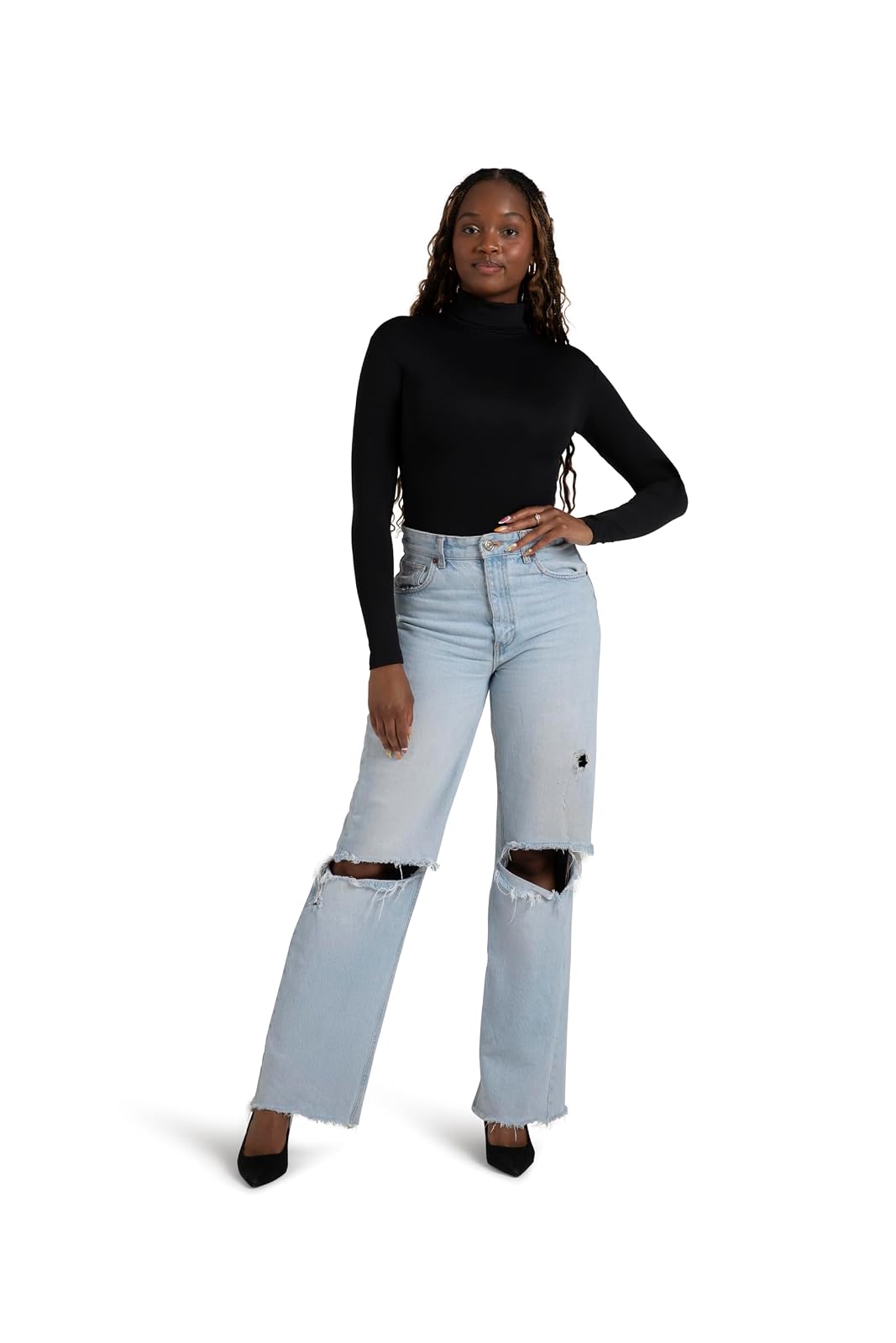 Capezio - Maillot de manga larga con cuello alto para mujer