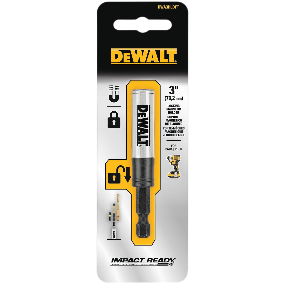 DEWALT Portapuntas magnético de 3 pulgadas con bloqueo (DWA3HLDFT)