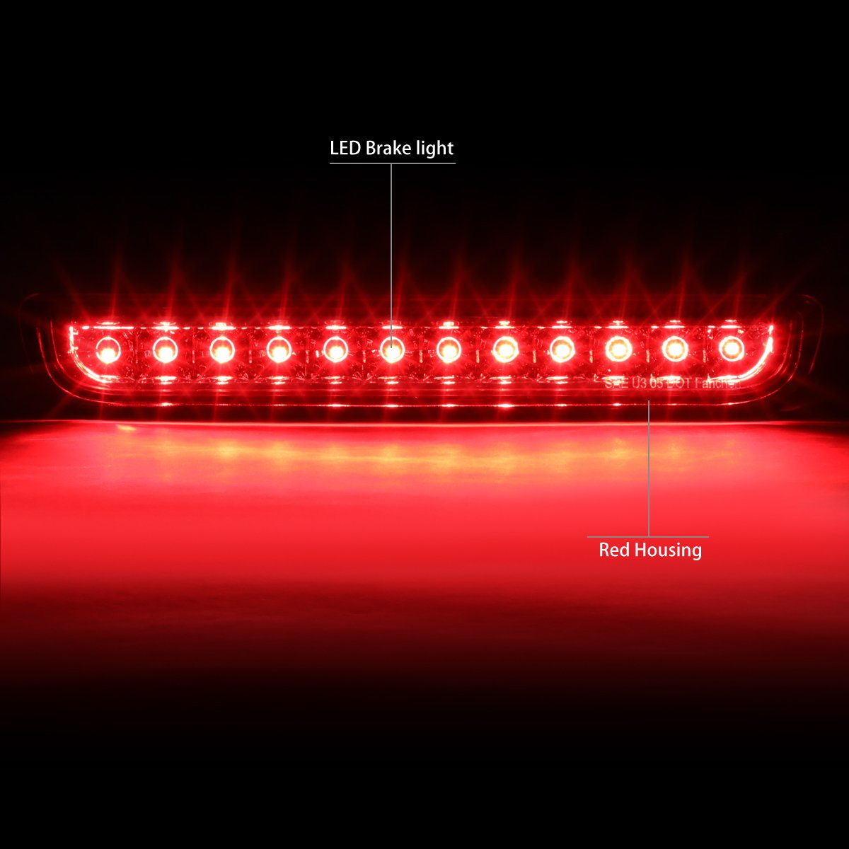 DNA Motoring Luz de Freno LED de Tercera Cola para Toyota FJ Cruiser 2007-2014, Rojo 3BL-FJC06-LED-RD