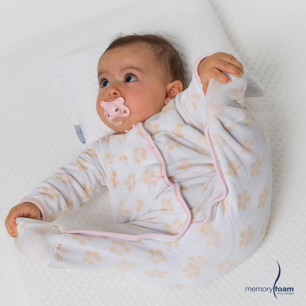 Memory Foam Baby | Almohada de Bebé Cómoda y Segura - Firmeza Media – Blanco – 24x38x10 cm – Hecha