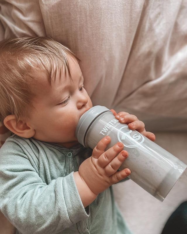 Twistshake Biberón Anticólicos de 260 ml | Tetina de Silicona Similar al Pecho | Mamila de Flujo Medio 2+ Meses | Hecho de Plástico Libre de BPA | Ideal para Lactancia Normal | Piezas Intercambiables