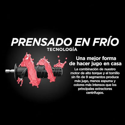Ninja NeverClog Exprimidor de Prensa en Frío Control de Pulpa JC151 | NeverClog sin Atascos | Control de Pulpa a Tu Gusto | Jarra 710ml + Contenedor 1L