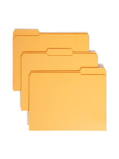 Smead Carpeta de archivos, pestaña reforzada de 1/3 corte, tamaño carta, barra dorada, 100 por caja (12234) - Dorado (Goldenrod)