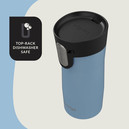 Contigo AUTOSEAL West Loop - Taza de viaje de acero inoxidable aislada al aspiradora con tapa fácil de limpiar, 12 onzas, perla helada glaciar