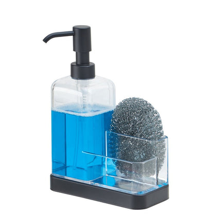 InterDesign Forma Soap and Sponge Caddy, Matte Black/Clear