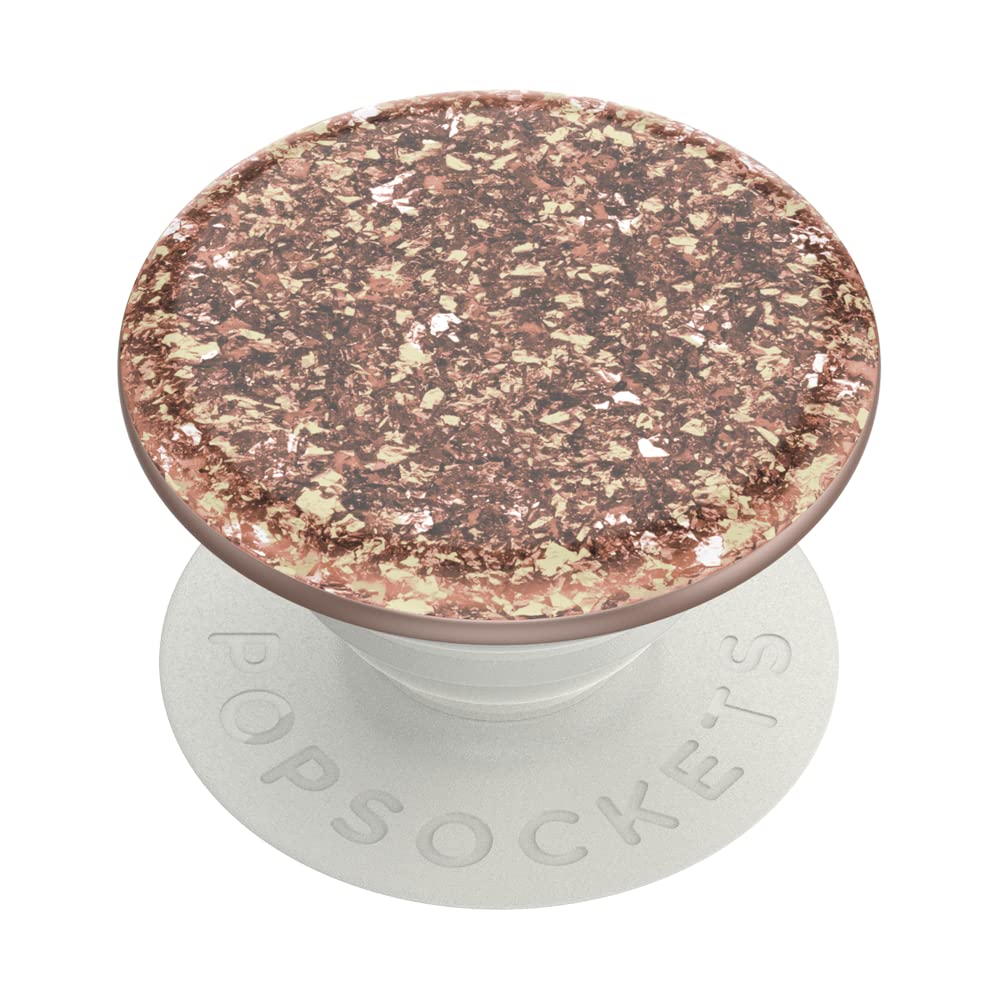 PopSockets - Empuñadura para teléfono con Soporte expandible, Purpurina, Confeti de Aluminio, Oro Rosa