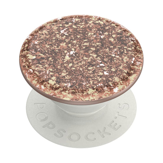 PopSockets - Empuñadura para teléfono con Soporte expandible, Purpurina, Confeti de Aluminio, Oro Rosa