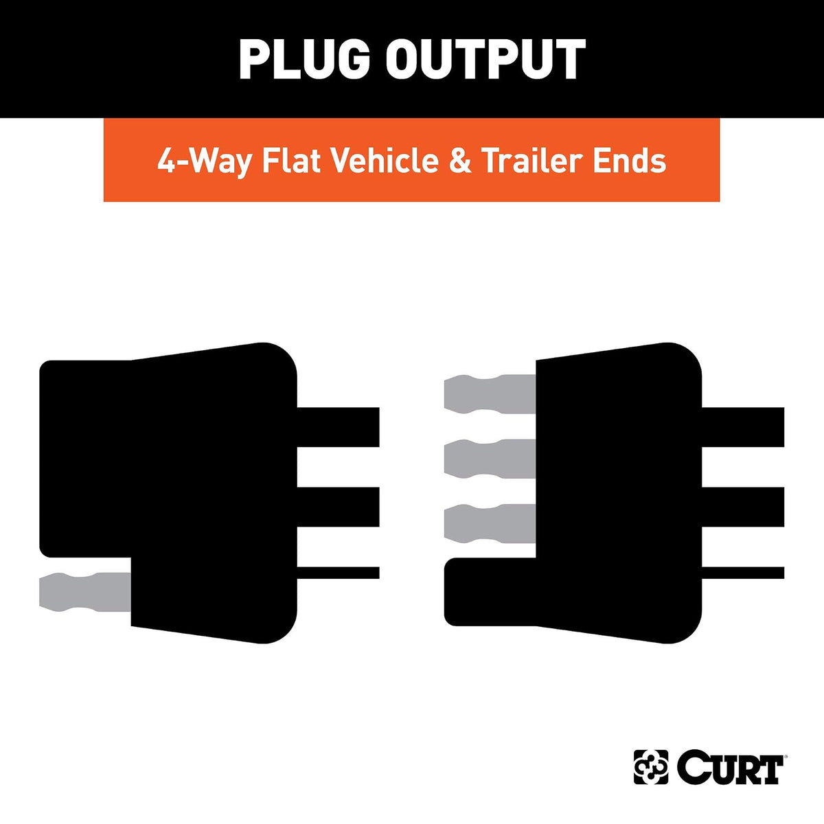 CURT Arnés de Cableado Plano de 4 Vías 58304, Cables de 12 in para Vehículo y Remolque