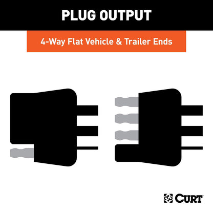 CURT Arnés de Cableado Plano de 4 Vías 58304, Cables de 12 in para Vehículo y Remolque