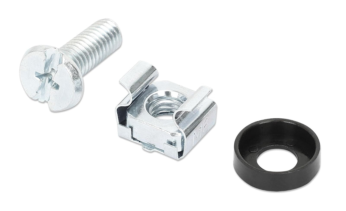 Kit Tornillos Rack M6 50 Piezas con Tuercas Enjauladas y Arandelas, Tornillería para Gabinete Rack 19 Pulgadas y Server Rack, para Montaje de Equipos Intellinet 711081