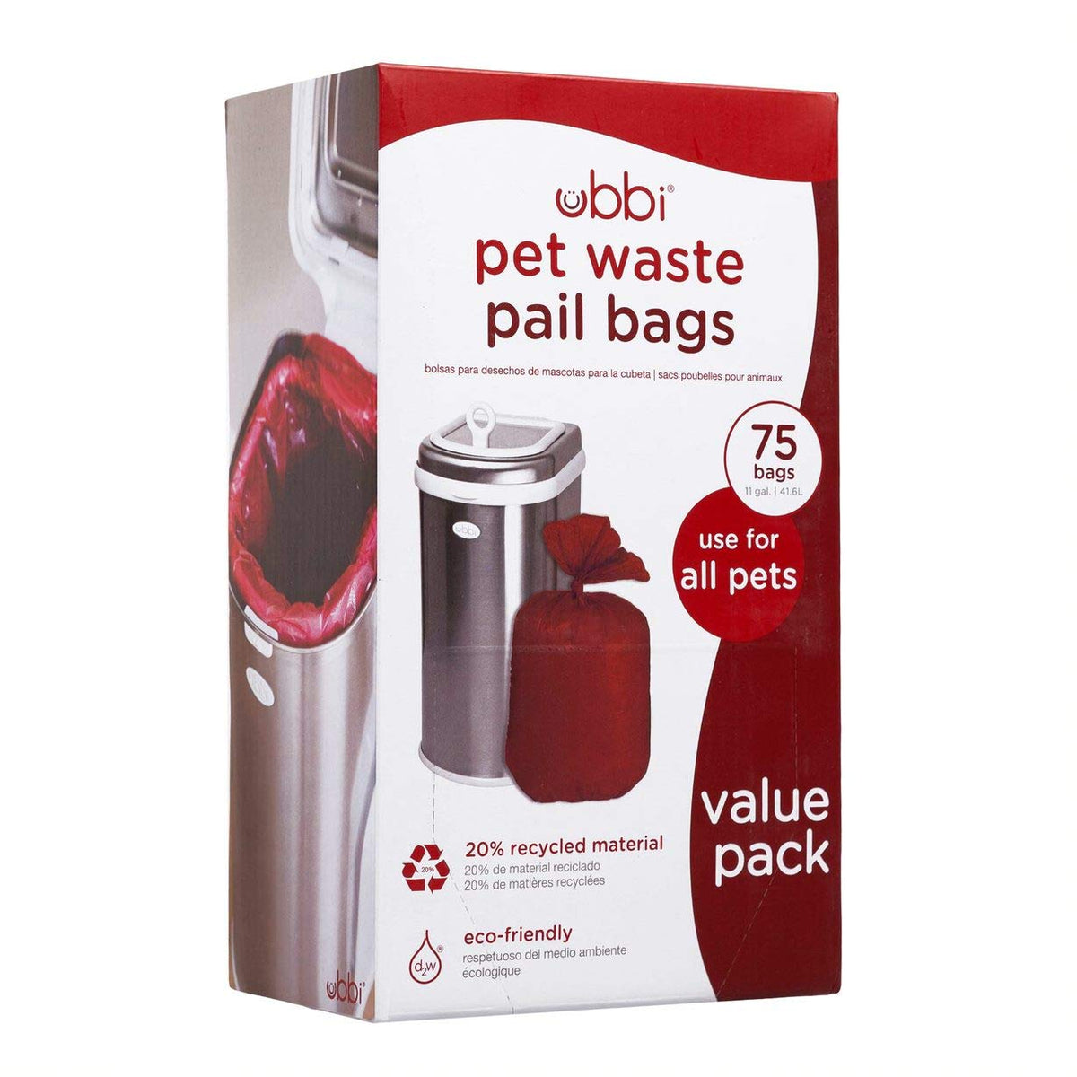 Ubbi Bolsas de Basura para Caja de Arena de Gato, Paquete de 25 - Bolsas de basura de 75 unidades