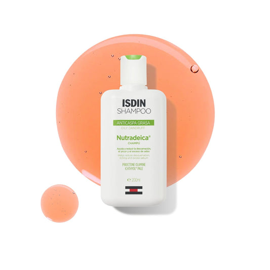 ISDIN Nutradeica Shampoo Anticaspa grasa, Reduce la Descamación, el Picor y el Exceso de Sebo. Reduce Caspa Grasa 200ml