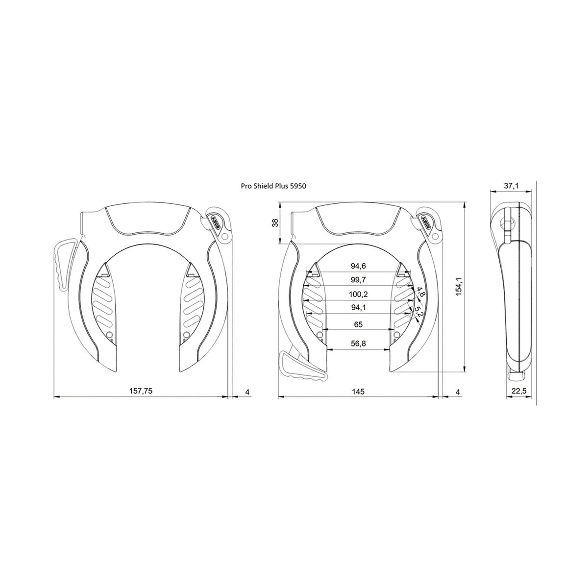 ABUS Pro Shield 5950 NR - Cerradura de marco + cadena de bloqueo de marco 6KS/85 + bolsa de bloqueo ST5950, llave extraíble, nivel de seguridad ABUS 9, color negro