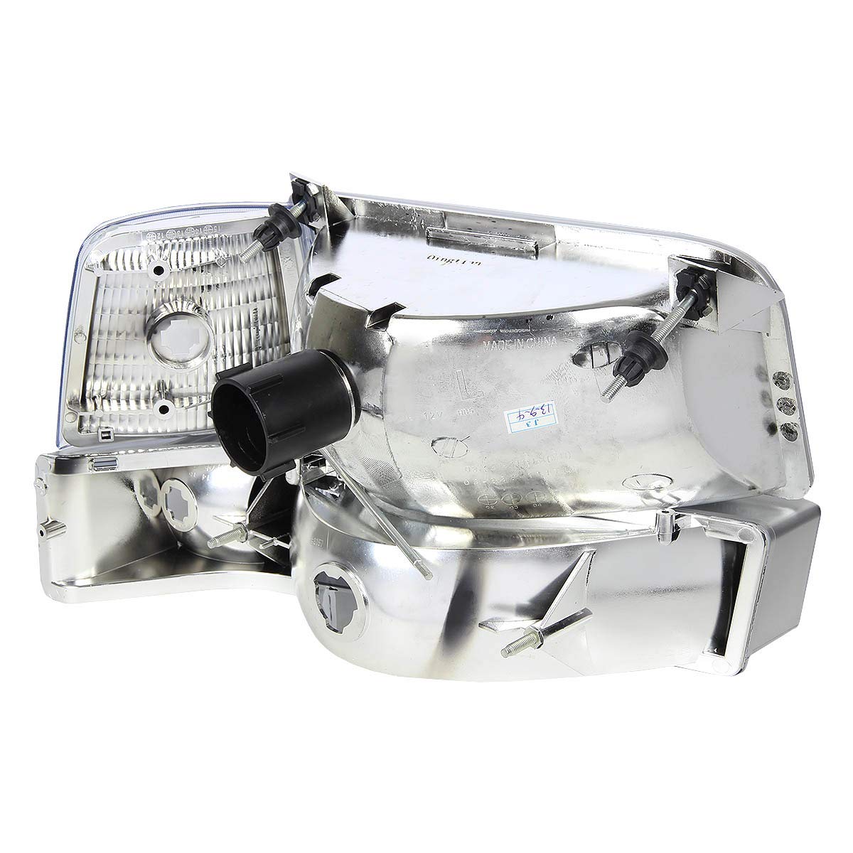 DNA Motoring HL-OH-F15092-6P-CH-CL1 Par de Faros Delanteros Cromados para Ford Bronco/F-150/F-250/F-350 1992-1996