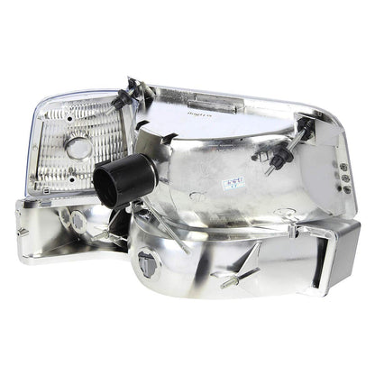 DNA Motoring HL-OH-F15092-6P-CH-CL1 Par de Faros Delanteros Cromados para Ford Bronco/F-150/F-250/F-350 1992-1996