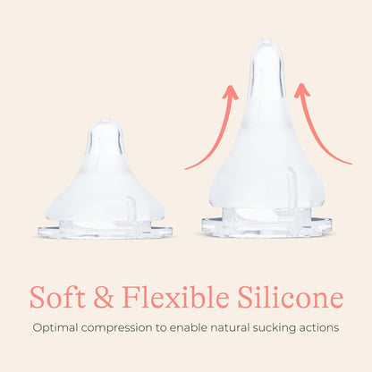 Lansinoh NaturalWave - Pezones para biberón, flujo rápido (F), 4 unidades | Más de 6 meses, 100% silicona suave y duradera, fabricada sin BPA BPS, anticólico, apoya la boca y los dientes del bebé en