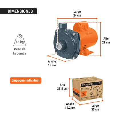 Truper BOAC-1A, Bomba centrífuga para agua de 1 HP