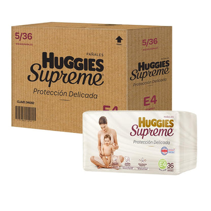 Huggies Supreme Pañal Desechable para Bebé, Etapa 4 Unisex, Caja con 180 Piezas, Ideales para Bebés de 9 a 12 kg