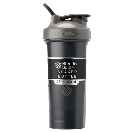 BlenderBottle Classic V2 Shaker Bottle Perfect for Protein Shakes and Pre Workout, 28-Ounce, Grey/Black