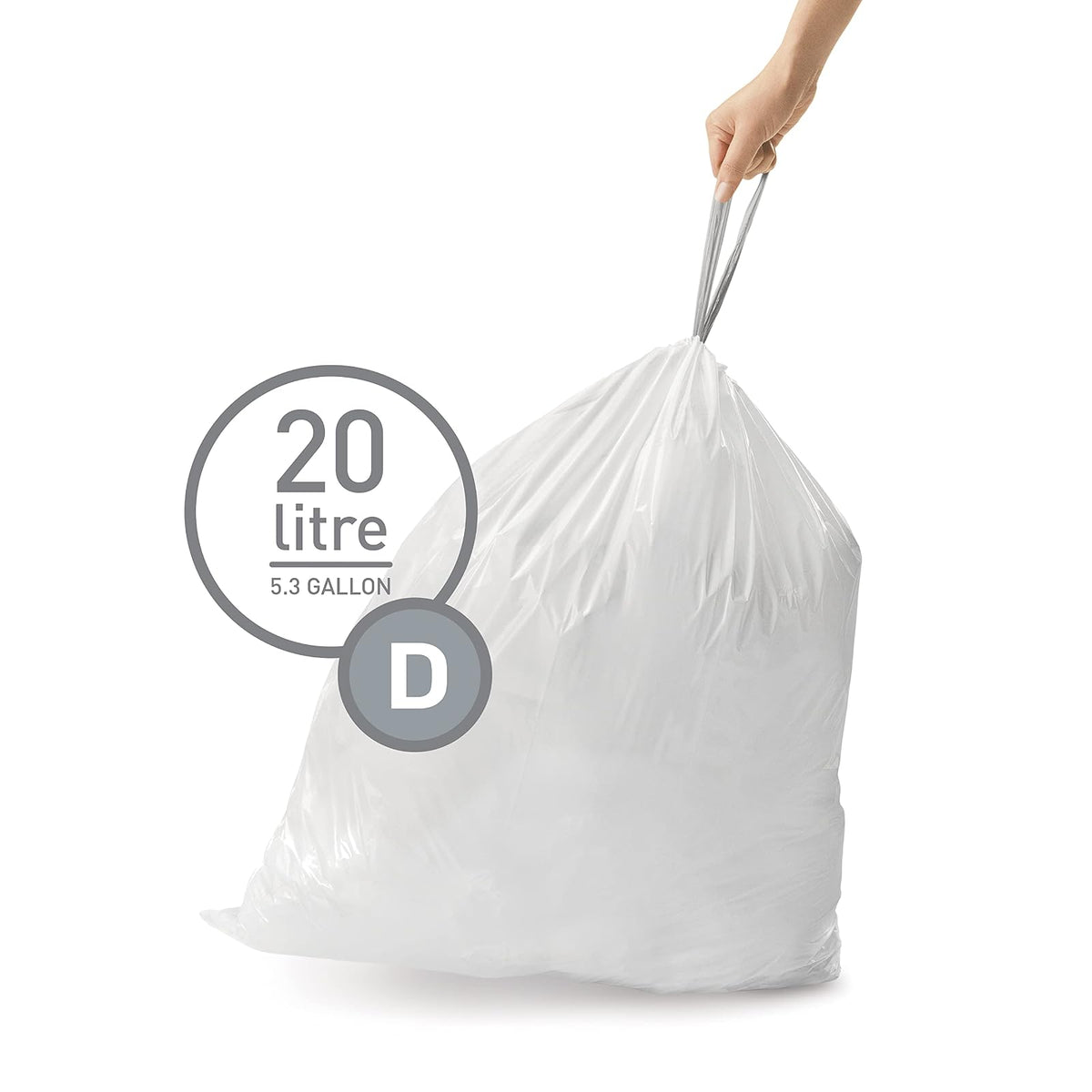 Simplehuman CW0163 Simplehuman Code D 20L, Custom Fit Bin Liners, 20 bags,